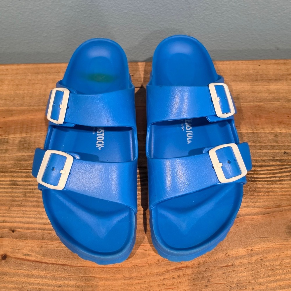 Birkenstock Mens Arizona EVA Sandals Blue Waterproof Slides Size 8 41 - Picture 3 of 12